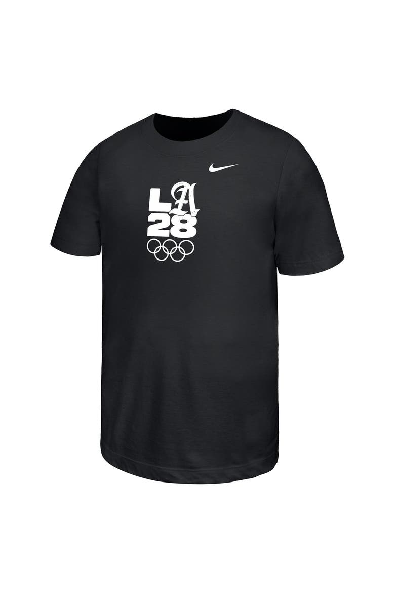 Youth Nike Black LA28 Core T-Shirt, Alternate, color, Black