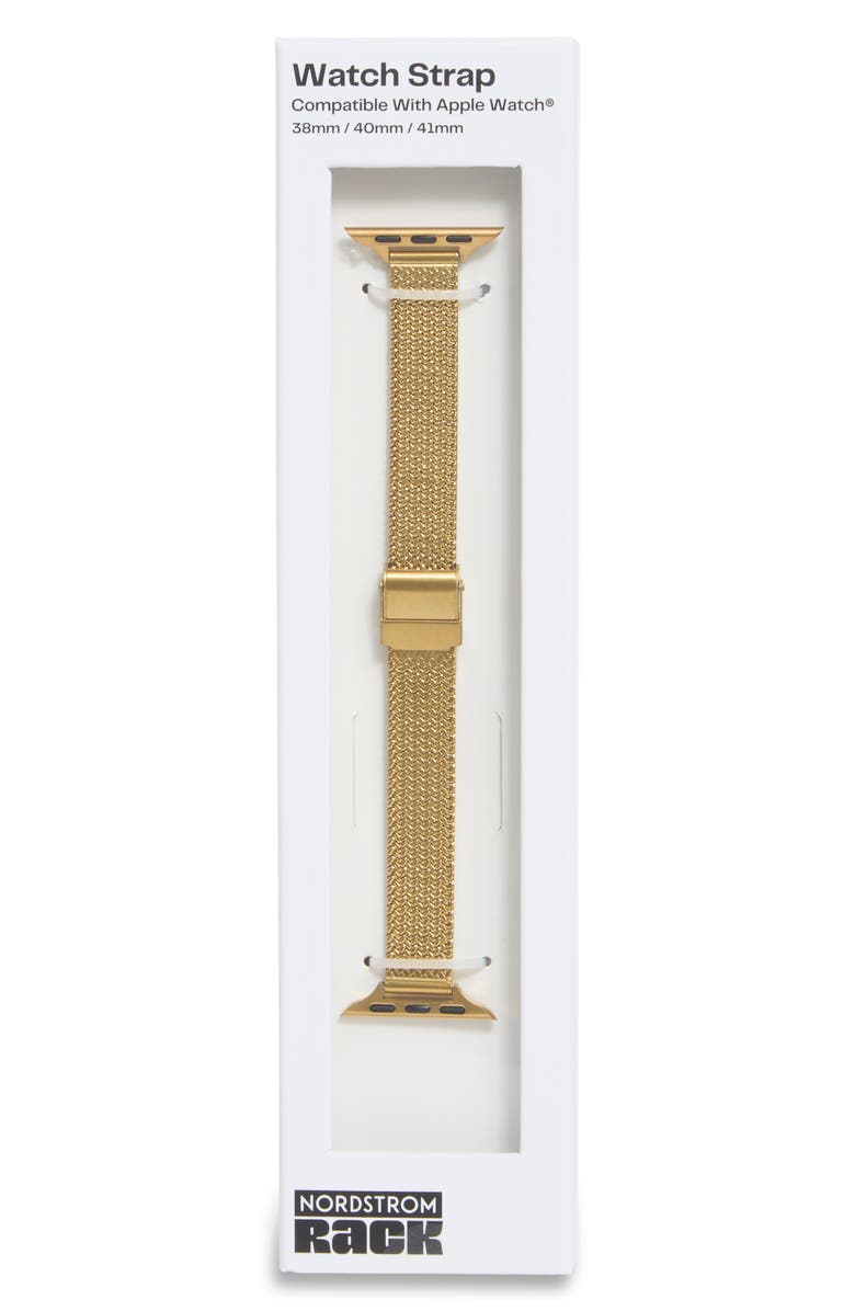 NORDSTROM RACK Mesh Strap Apple Watch<sup>®</sup> Watchband, Main, color, Gold
