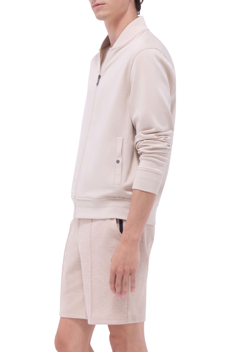 Bugatchi Soft Touch Knit Bomber Jacket, Alternate, color, Almond