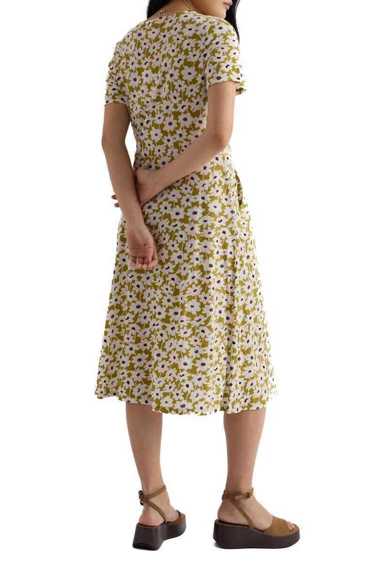 Seasalt Cornwall Enor Print Organic Cotton Fit & Flare Midi Dress, Alternate, color, Inked Cosmos Avocado
