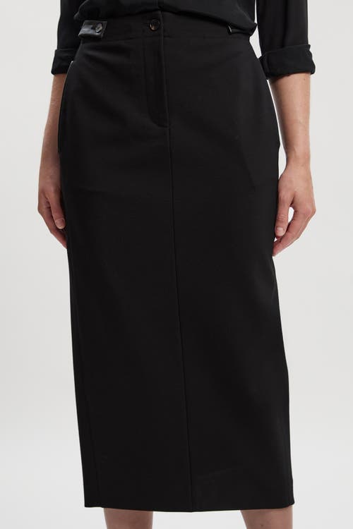 Karen Millen Ponte Pu Pencil Skirt In Black