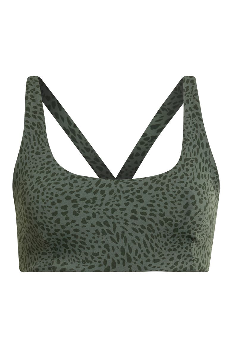 Printed V-Strap Open Back Sports Bra, Alternate, color, KAMBABA SPOTS