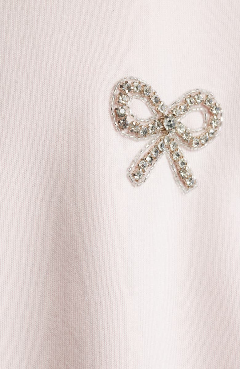 LoveShackFancy Amiyla Crystal Bow Sweatshirt, Alternate, color, 