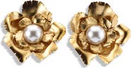LELET NY Jasmine Floral Faux Pearl Button Drop Earrings