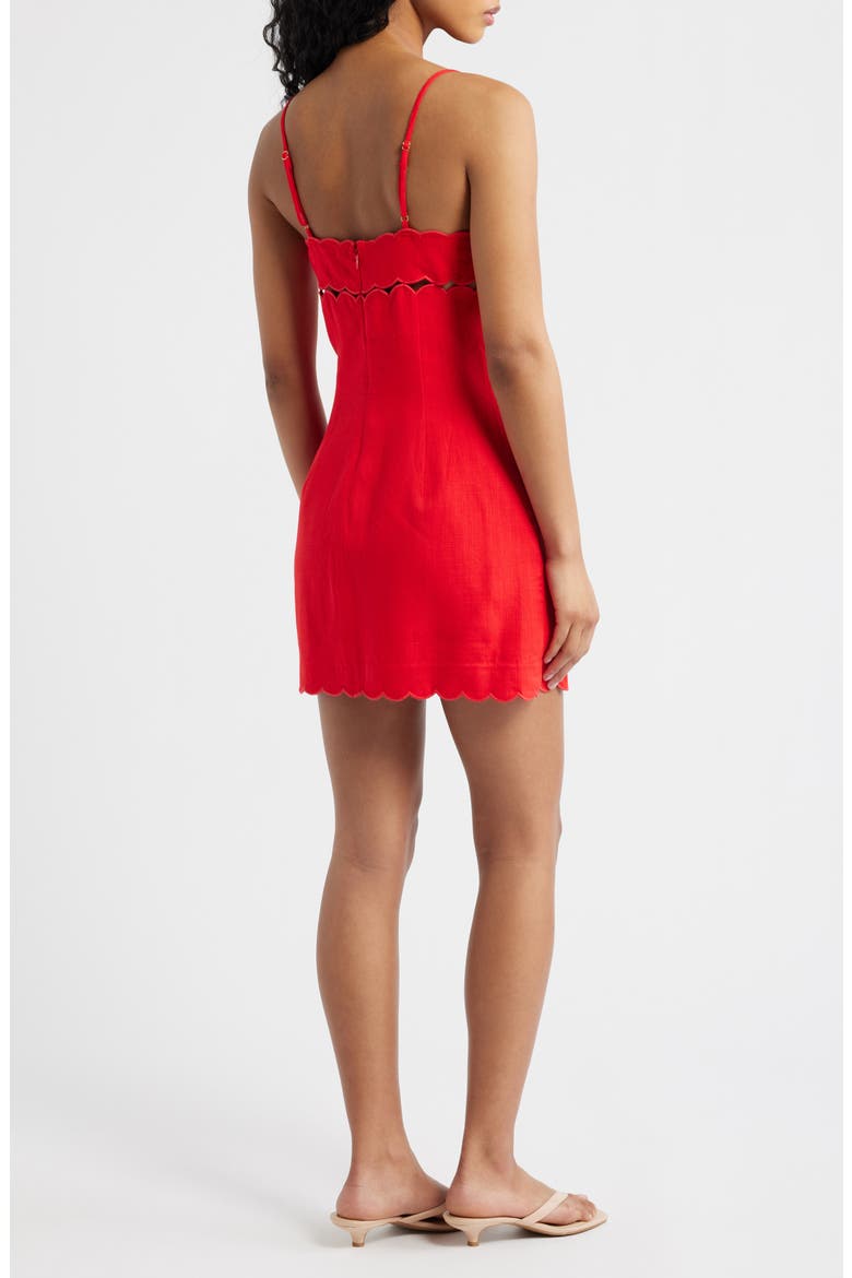 Scallop Edge Cutout Mini Sundress, Alternate, color, POPPY RED