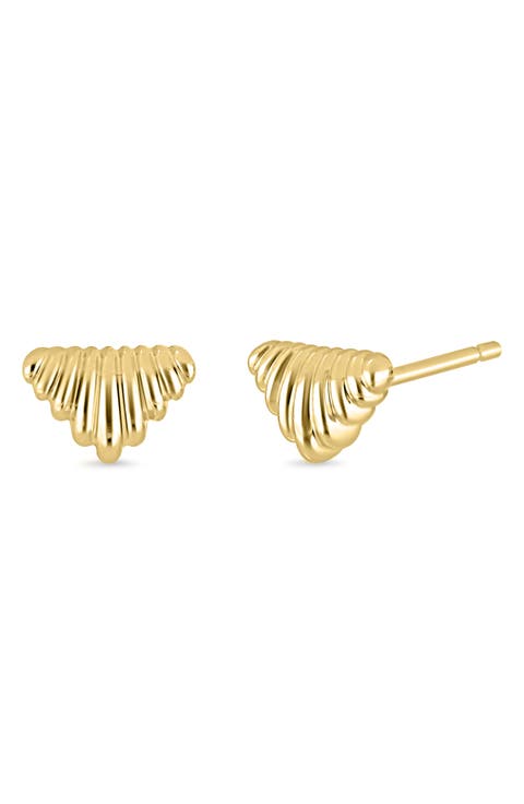 14k Gold Chevron Stud Earrings