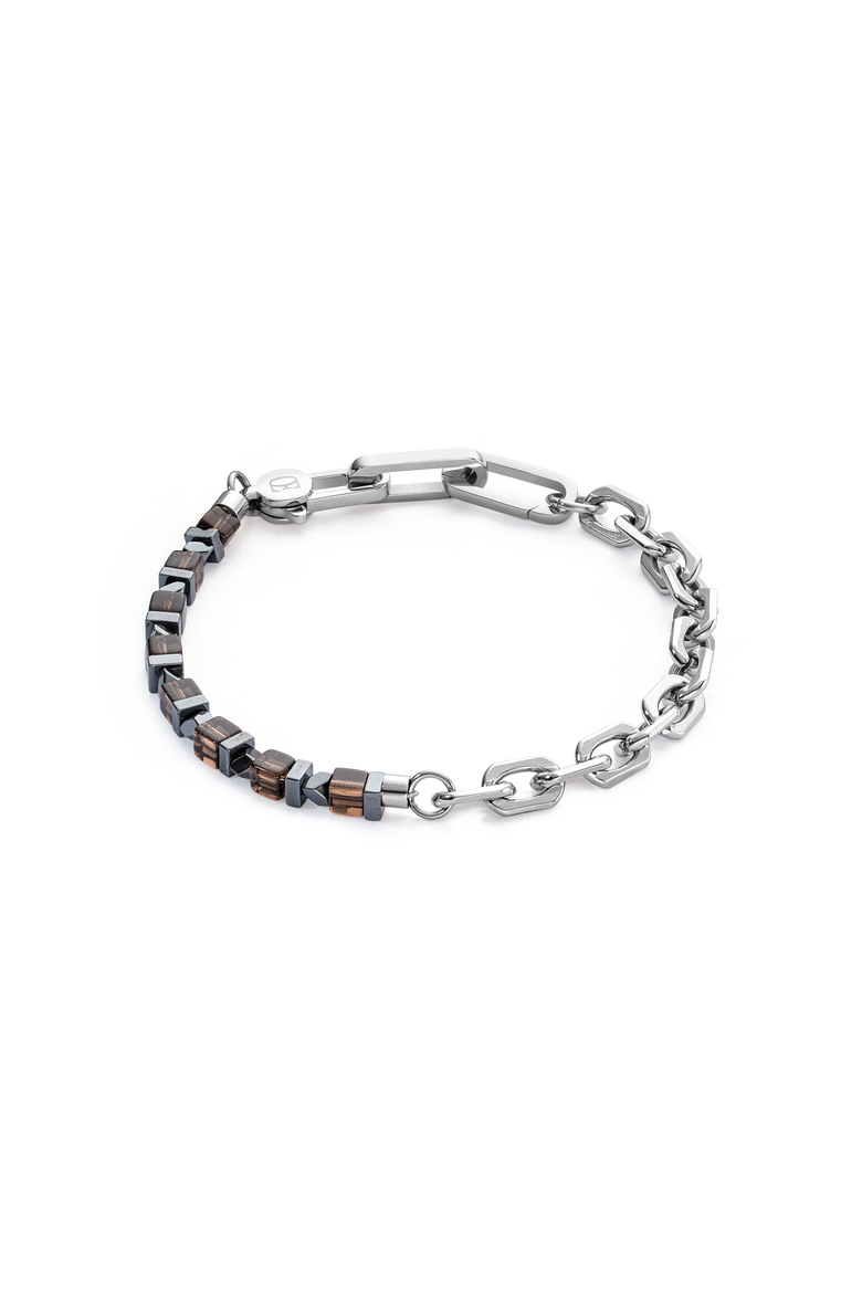 Bracelet Precious Fusion Link Chain Brown-Silver, Main, color, Silver