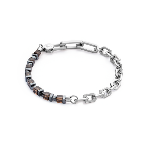 Bracelet Precious Fusion Link Chain Brown-Silver