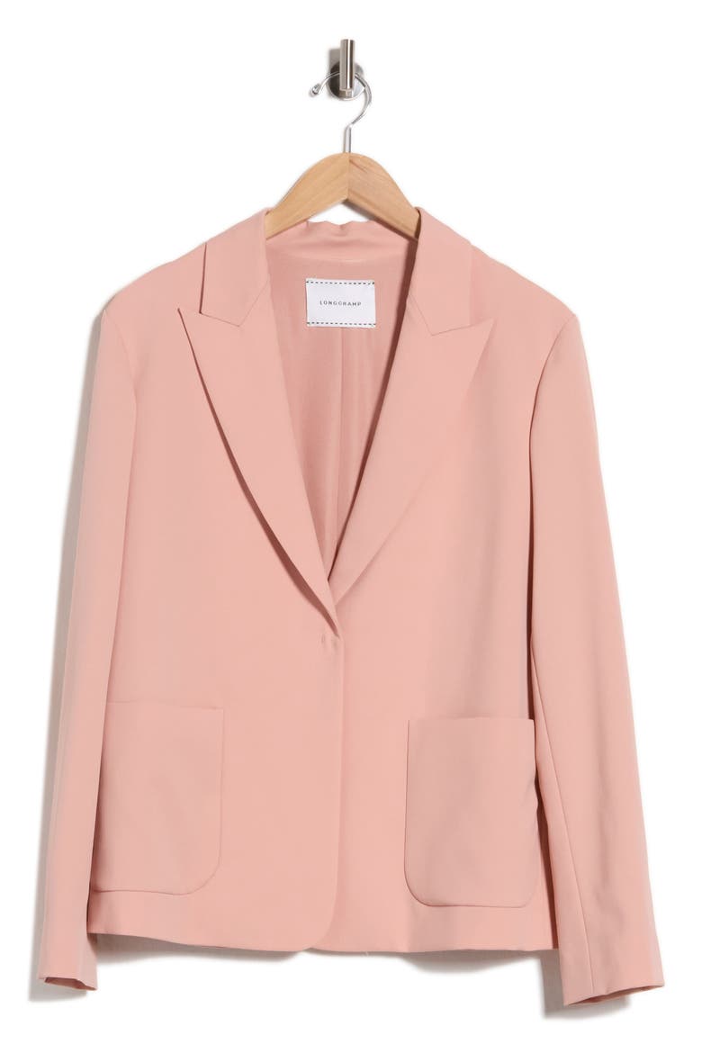 Peak Lapel Wool Blend Blazer, Main, color, BLUSH