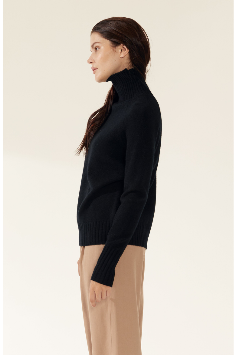 Emma Cashmere Relaxed Turtleneck Sweater, Alternate, color, Black