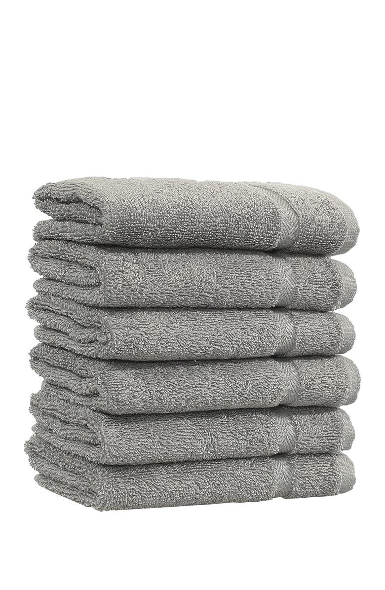 Linum Home Textiles Denzi Washcloths - Set of 6 - Dark Grey, Alternate, color, Dark Grey