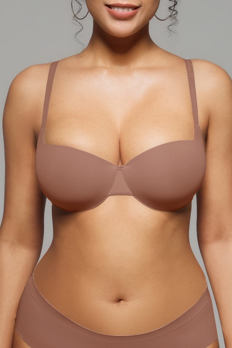 Balconette Underwire Push-Up Bra, Main, color, Latte