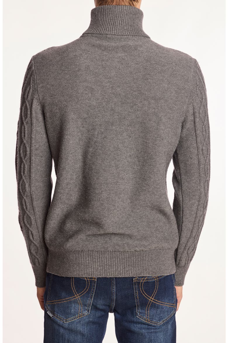 Cable Stitch Turtleneck Sweater, Alternate, color, WOLF GREY