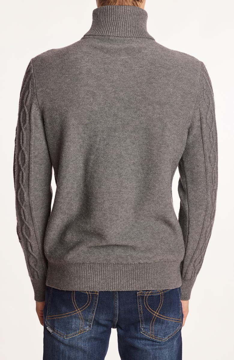 PAISLEY & GRAY Cable Stitch Turtleneck Sweater, Alternate, color, Wolf Grey
