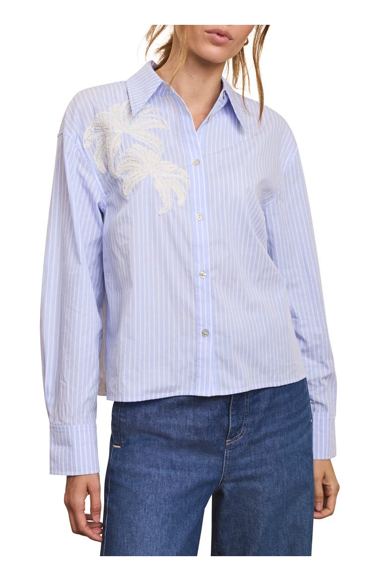 Stripe Embroidered Shirt, Main, color, Blue