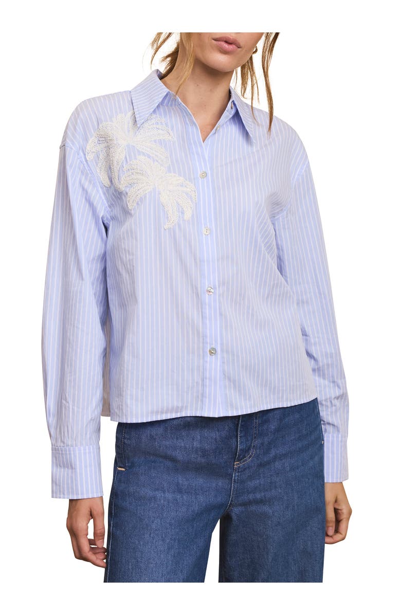 MINT VELVET Stripe Embroidered Shirt, Main, color, Blue