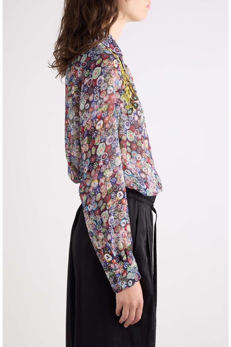 Chowy Embellished Print Georgette Button-Up Shirt, Alternate, color, MULTI