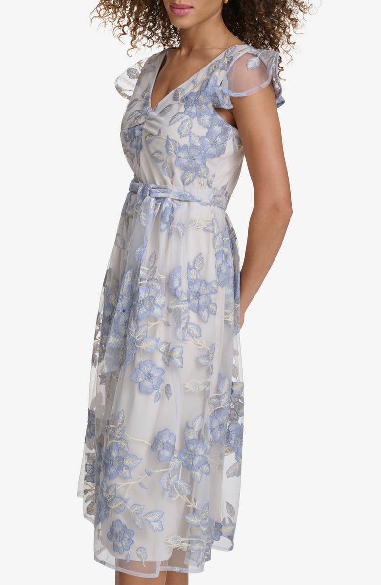 kensie women's embroidered mesh tie-waist midi dress Kensie Embroidery Mesh Midi Dress | Designer Fashion | DS Fashion main image 0