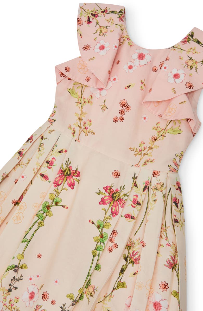 Reiss Ember Floral-Print Frill-Sleeve Cotton Dress, Alternate, color, 