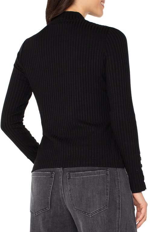 Liverpool Los Angeles Long Sleeve Mock Neck Rib Top In Black