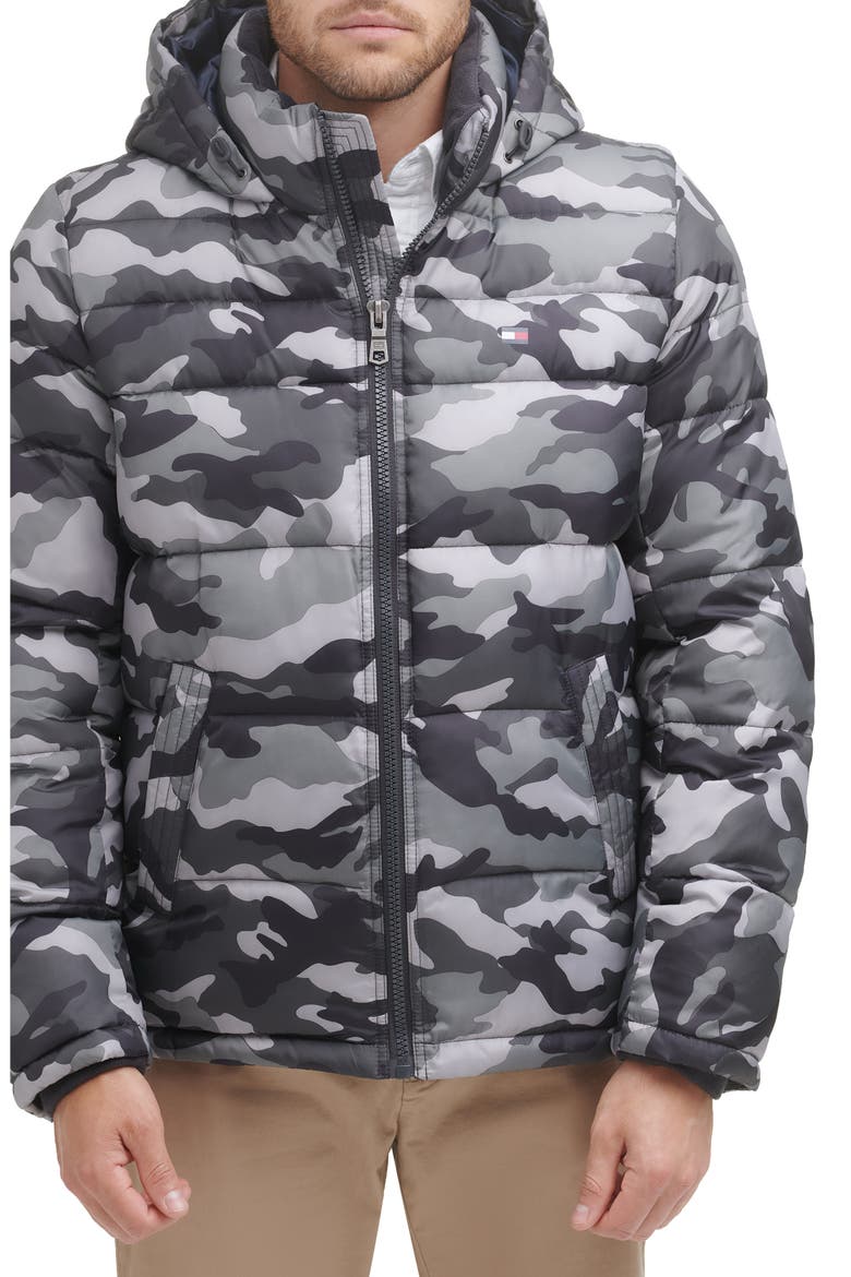 Hooded Puffer Jacket, Alternate, color, GREY CAMO