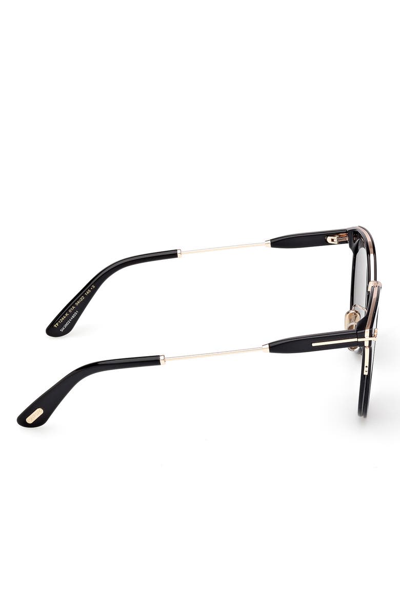 TOM FORD 54mm Round Sunglasses, Alternate, color, Black Rose Gold / Smoke