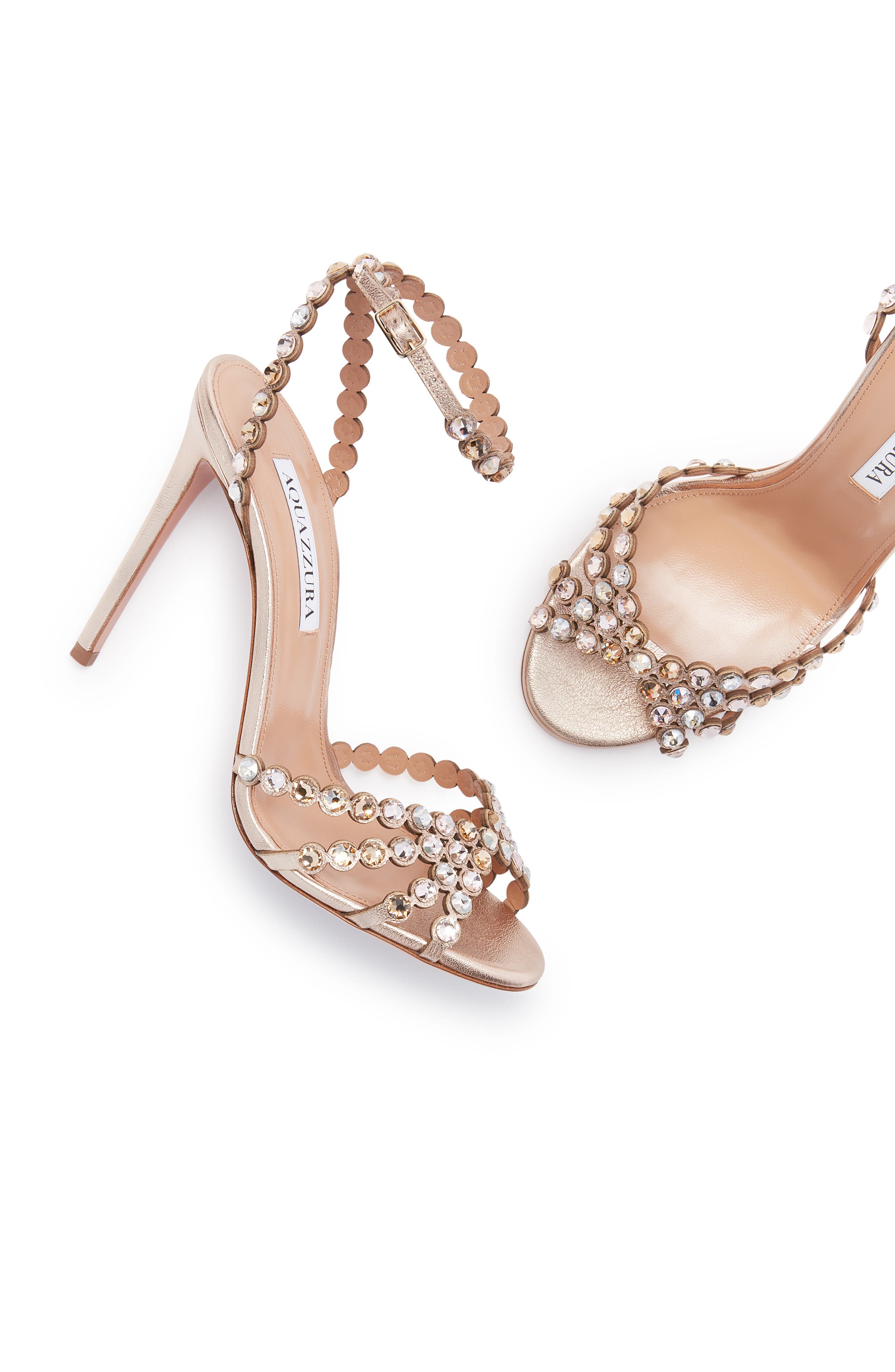 Aquazzura Tequila Crystal Ankle Strap Sandal, Alternate, color, Copper