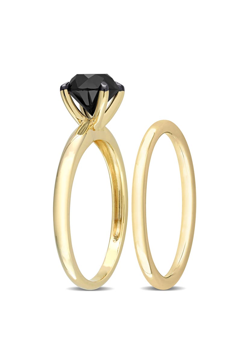 Julianna B. Black Diamond Solitaire Bridal Ring Set 14k, Alternate, color, Diamond