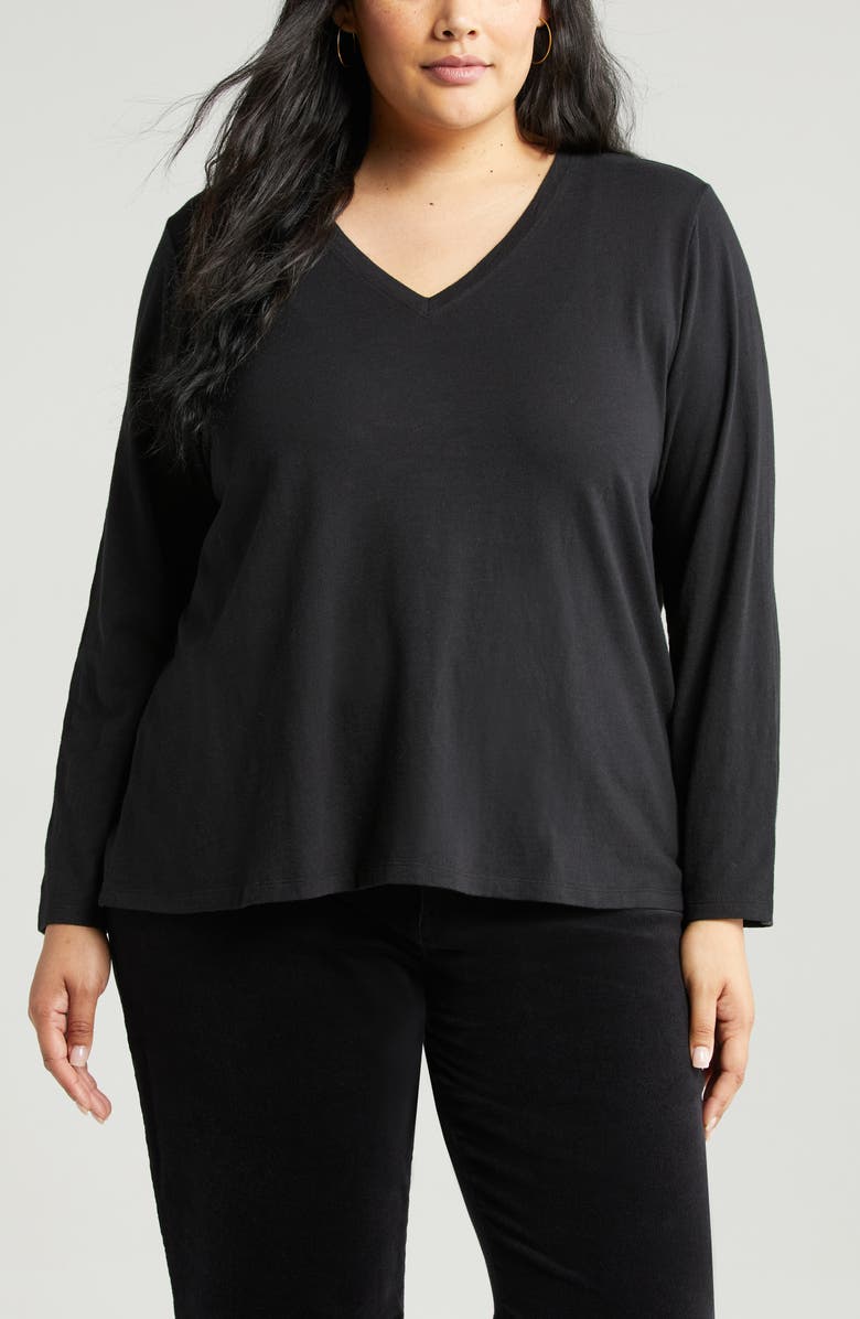 Eileen Fisher Easy V-Neck Organic Cotton Top, Alternate, color, 