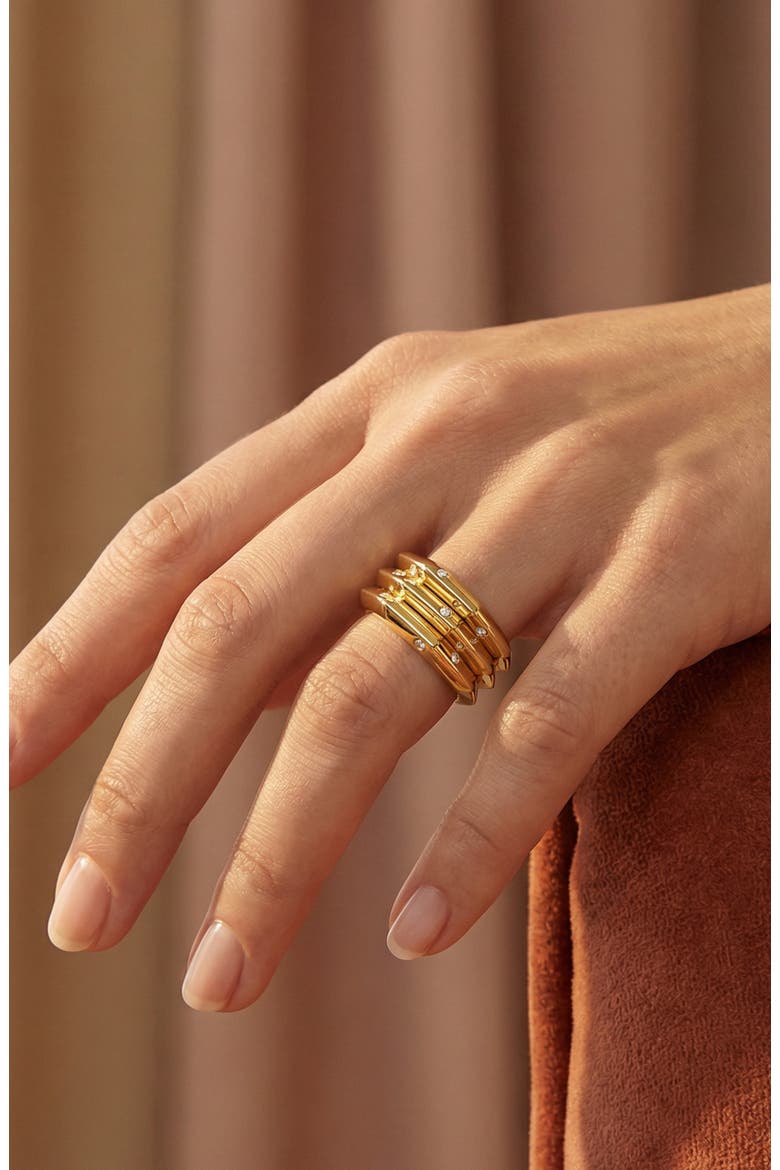 The Athena Double-Sided Burnish Ring, Alternate, color, Gold/White  CZ