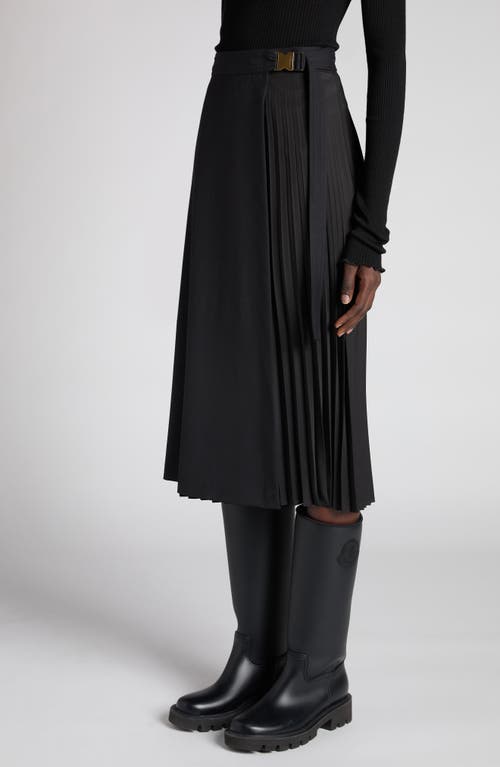 Moncler Pleat Detail Wool Wrap Skirt In Black
