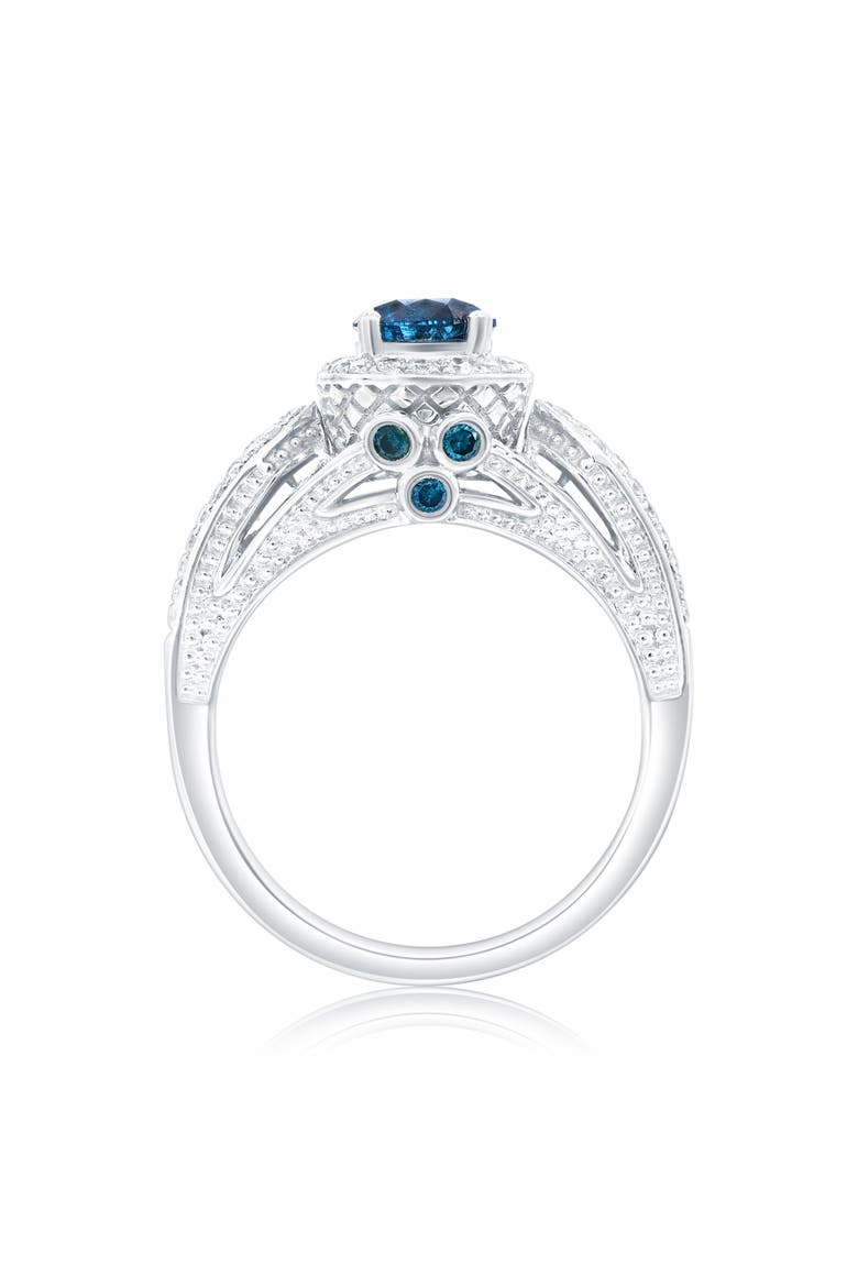 14K White Gold 0.77ct Blue Diamond & 0.37cttw Diamond Ring, Alternate, color, White Gold