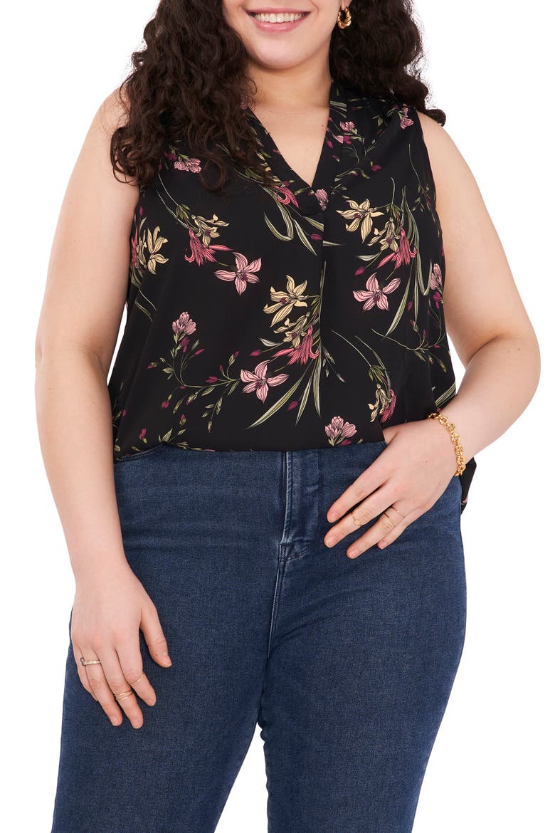 Floral Tank, Main, color, RICH BLACK