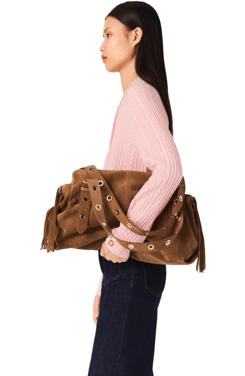 maje Cardigan with removable collar, Alternate, color, Pink