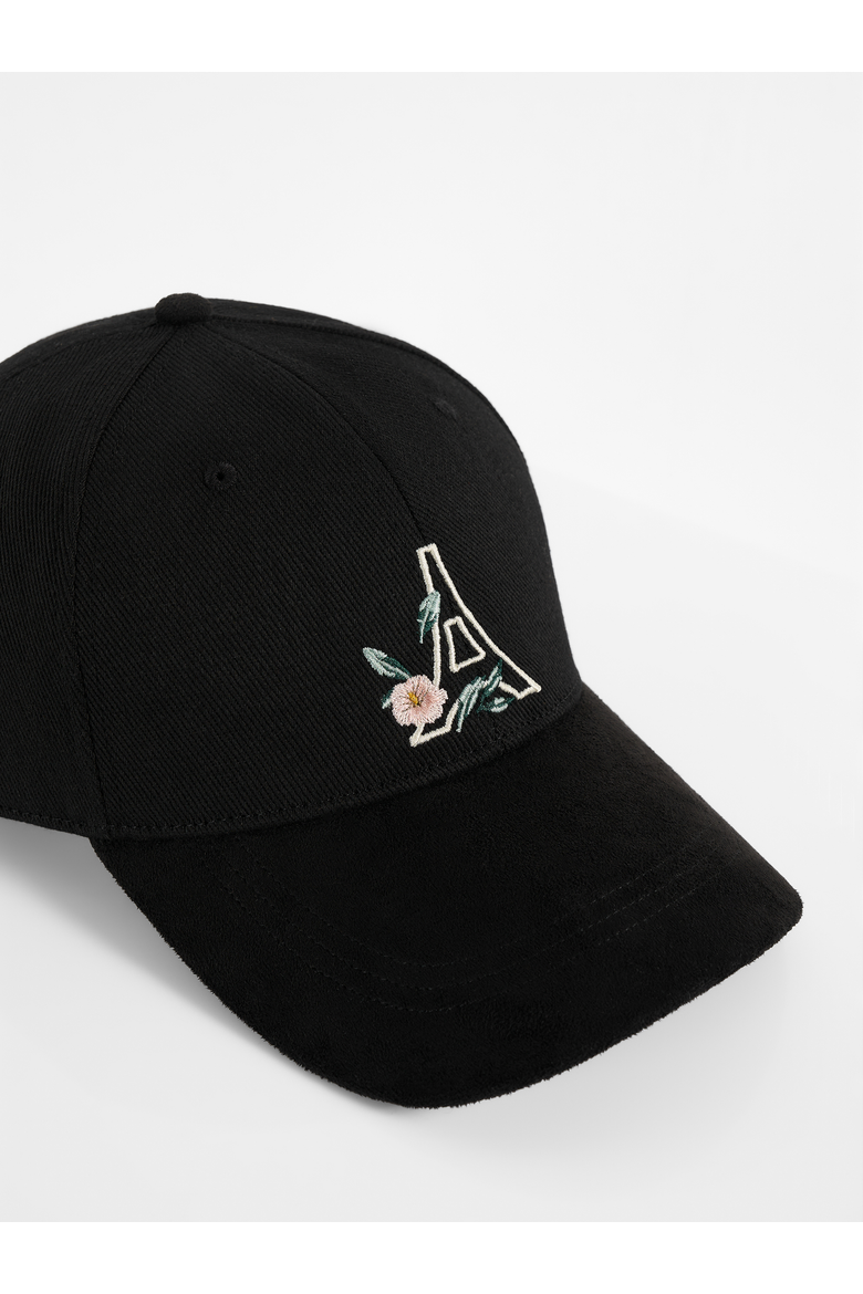 Floral Eiffel Suede Contrast Cap, Alternate, color, Black