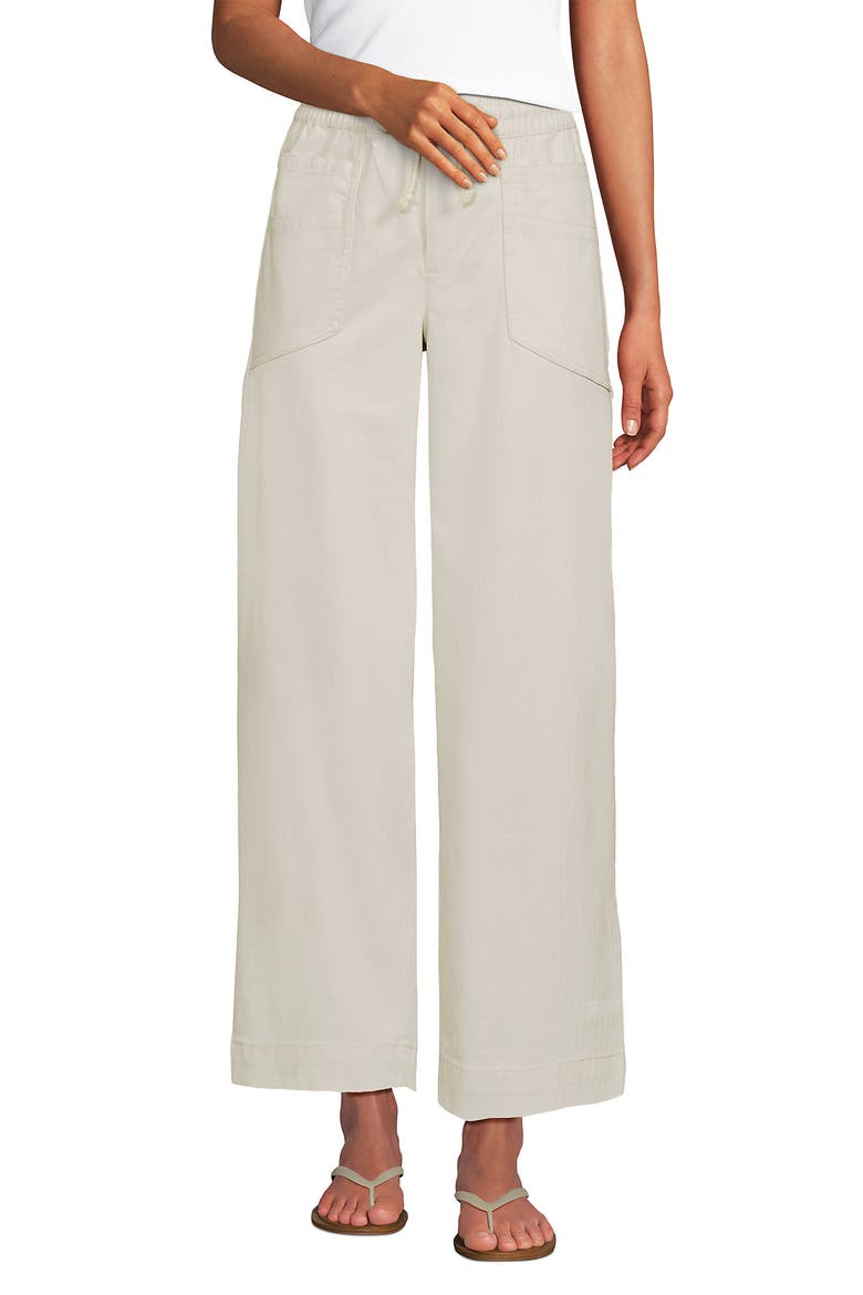 Herringbone Chino High Rise Relaxed Straight Drawstring Ankle Pants, Main, color, Light Stone