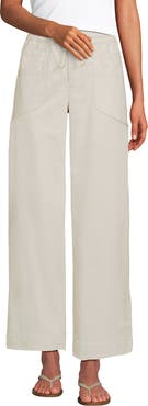 Lands' End Herringbone Chino High Rise Relaxed Straight Drawstring Ankle Pants