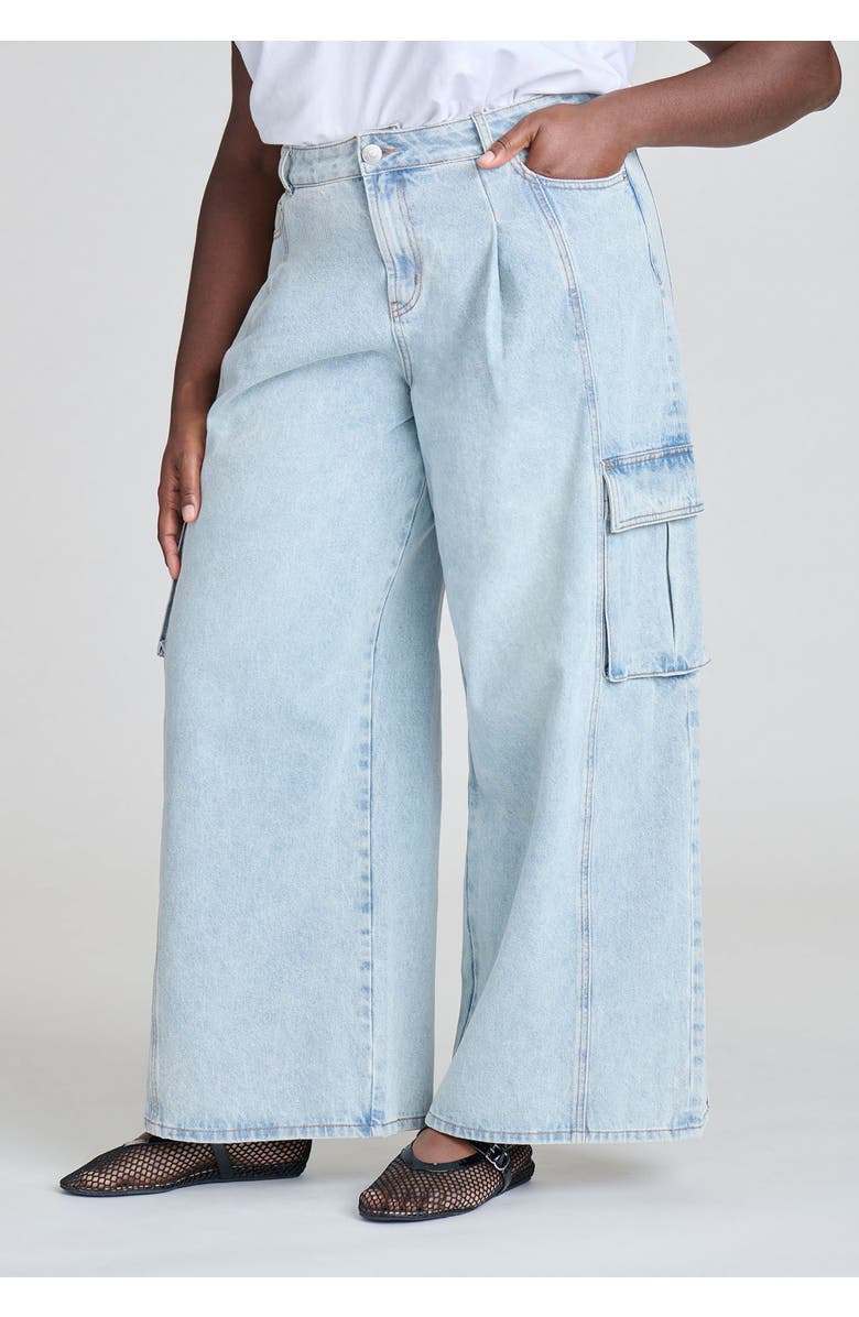 ELOQUII Wide Leg Cargo Jean, Alternate, color, 