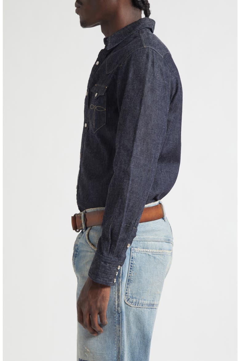 Buffalo West Slim Fit Denim Western Snap-Up Shirt, Alternate, color, RINSE