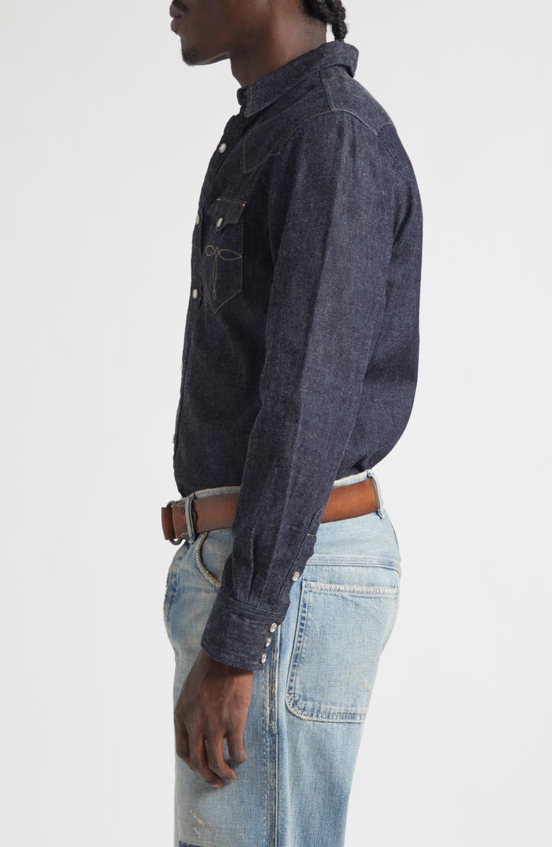 Double RL Buffalo West Slim Fit Denim Western Snap-Up Shirt, Alternate, color, 