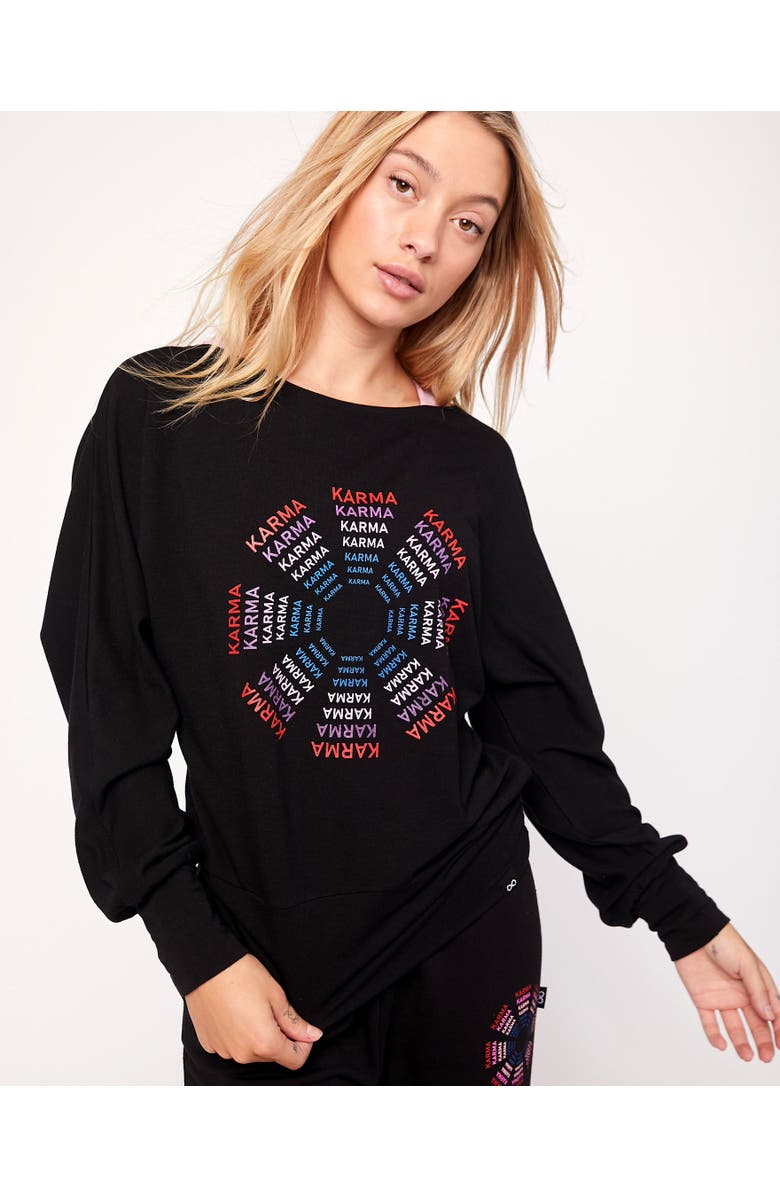Rebody Active Karma Graphic Long Sleeve Top, Main, color, Black/Print