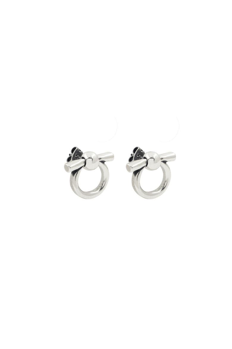 Mini Omega Earrings, Main, color, Silver