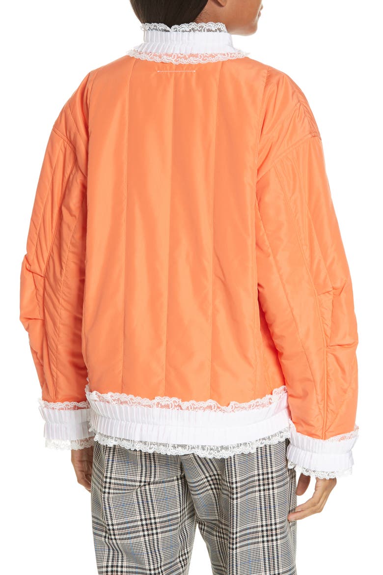 Lace Trim Track Jacket, Alternate, color, ORANGE