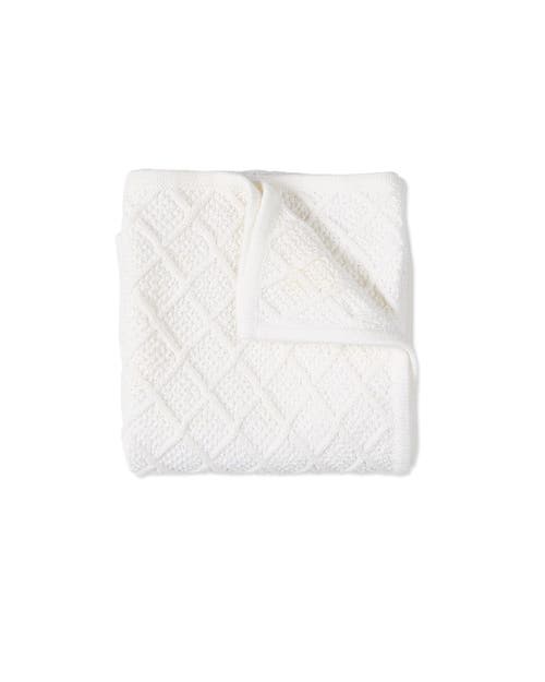 Minimoi Cotton Knit Cuddle And Receiving Blanket In White