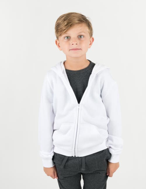 Leveret Kids Zip-up Hoodie, 100% Cotton, Solid Colors In White
