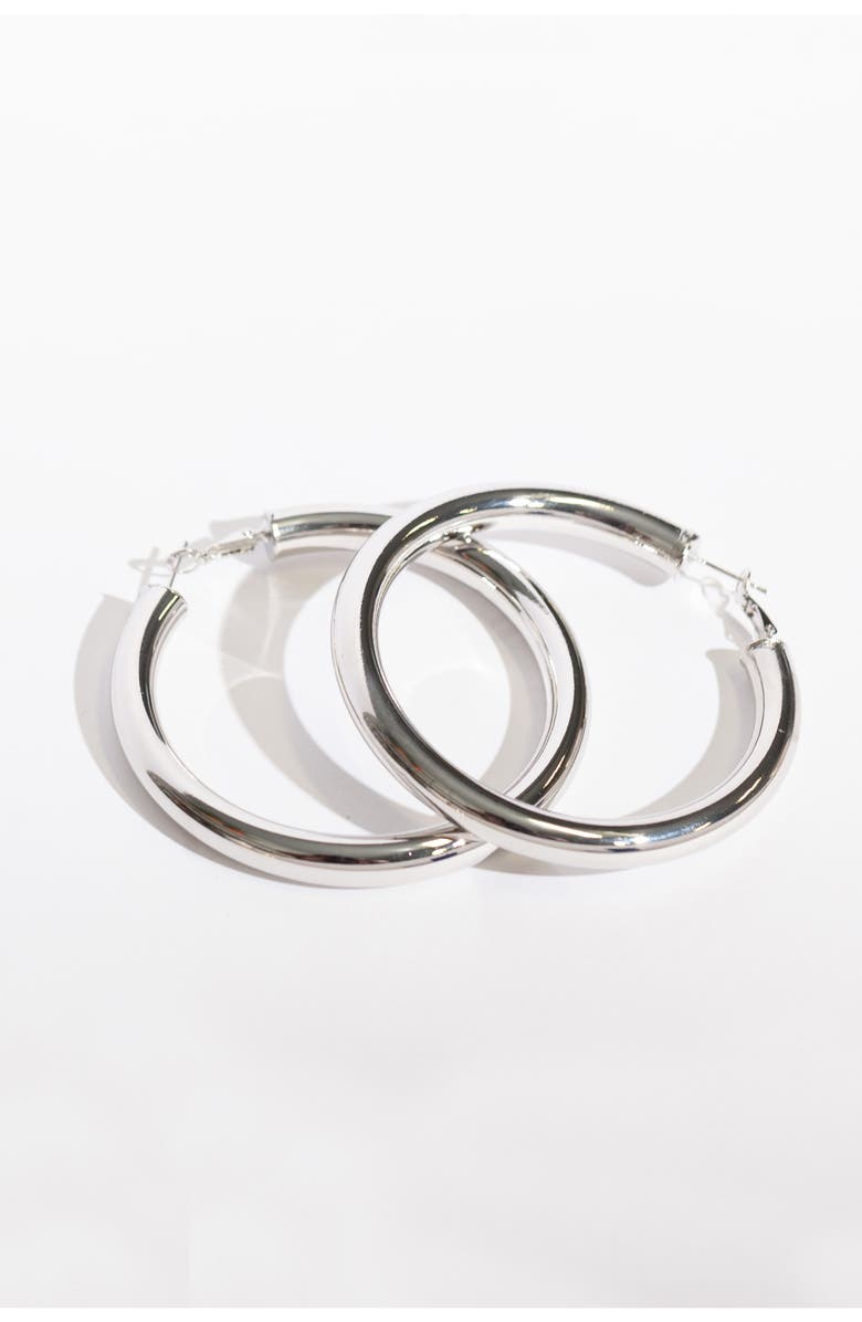 Hoop Mobb Baby Fat Hoop Earrings, Alternate, color, Silver