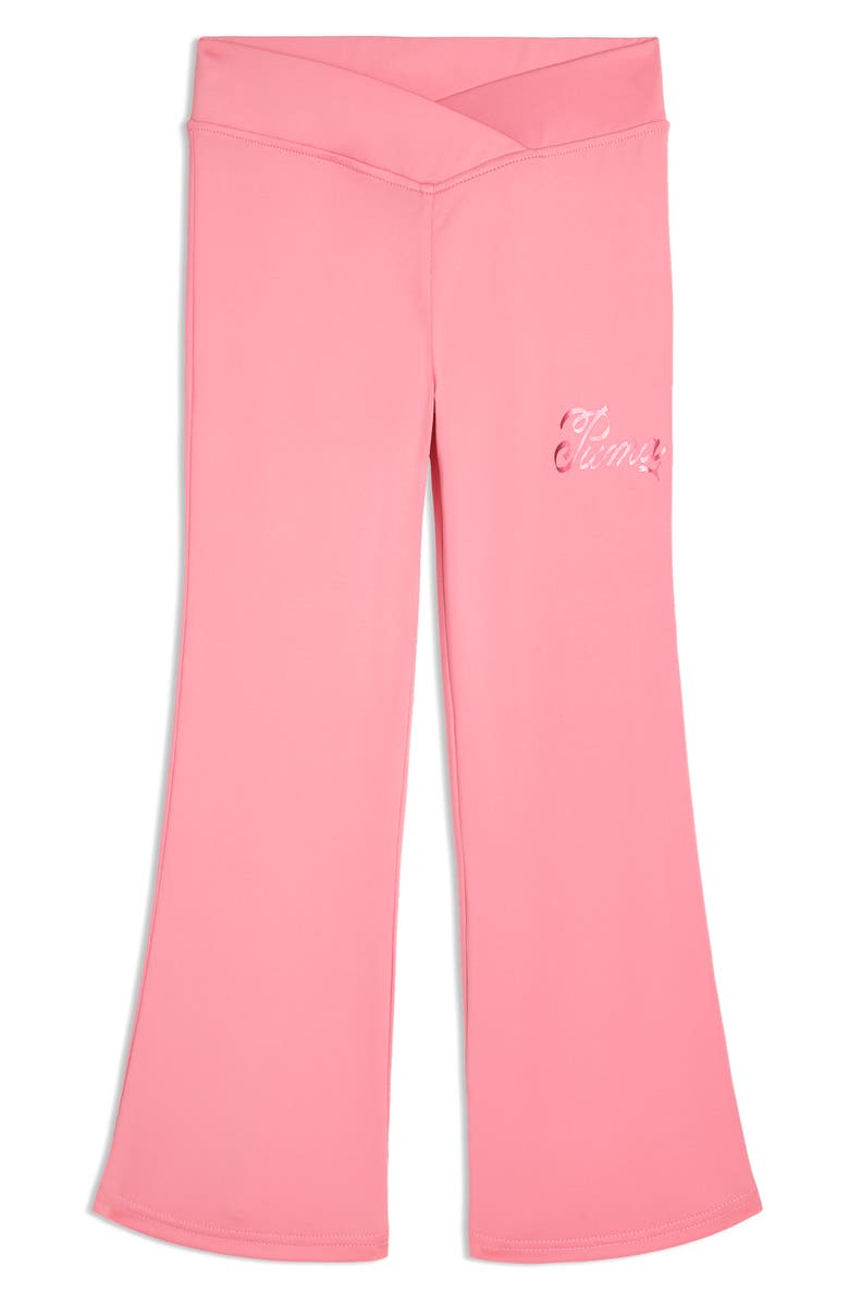 PUMA Kids' Bow Society Flare Leg Pants, Main, color, Pink/ Green