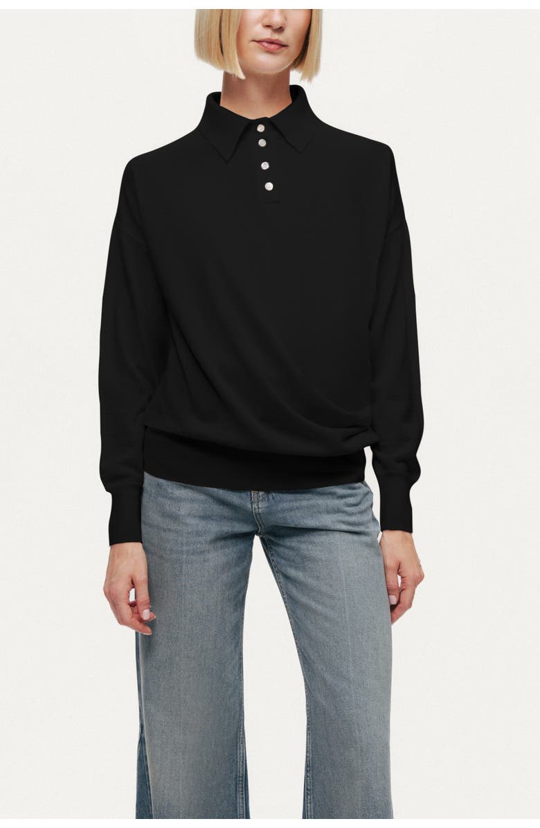 Nocturne Relaxed Polo Knit Sweater, Main, color, Black