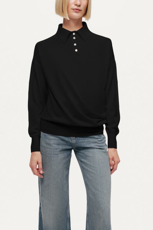 Nocturne Relaxed Polo Knit Sweater In Black