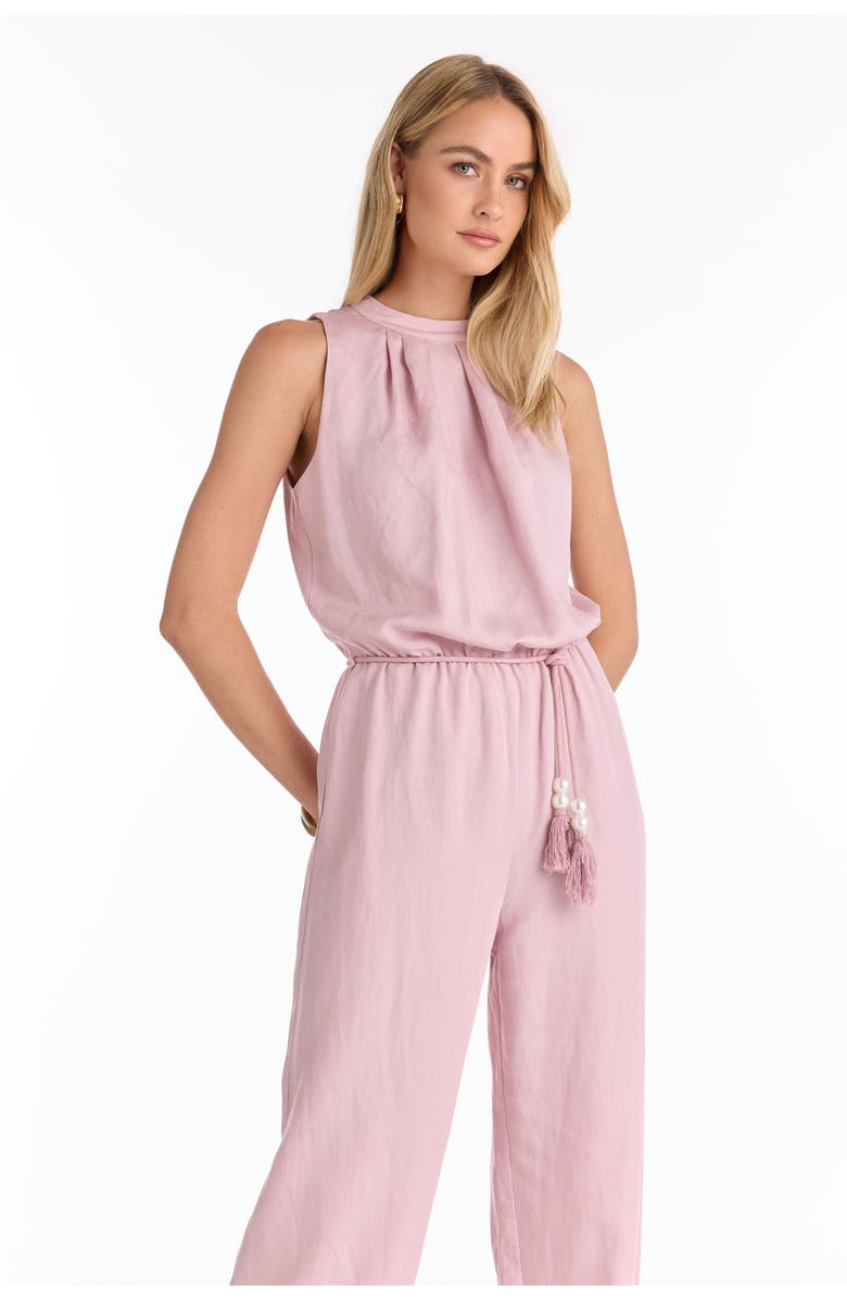The Noli Shop Fernanda Linen Jumpsuit, Alternate, color, Blush